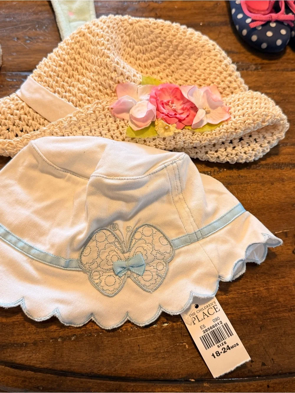 Set of Girls Hats and Shoes - Pink, Red, Cream, Mint